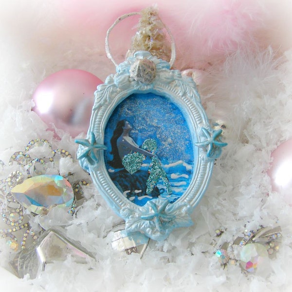 Mermaid Christmas Ornaments featured in Romantic Homes Magazine Christmas Decorating Issue, Holiday Tree Ornaments