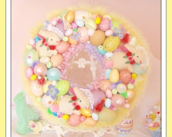 Happy Bunnies and Eggs Easter Wreath