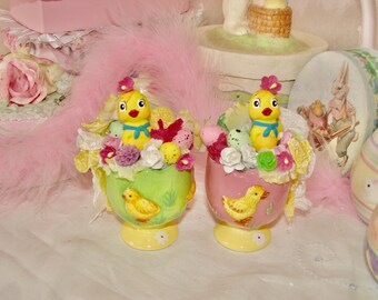 Adorable Baby Chicks Easter Decoration, Hand made Clay Chicks, Spring Decor