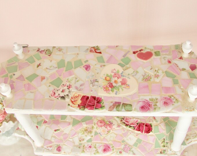 Handmade Shabby Chic Three Tier Mosaic Nic Nac Shelf Etsy