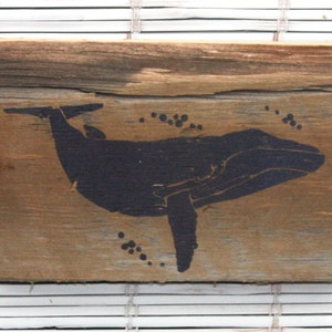 Whale Wall Hanging on Reclaimed Barn Wood