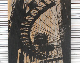 World's Fair Wall Hanging on Reclaimed Barn Wood - 8"x10"