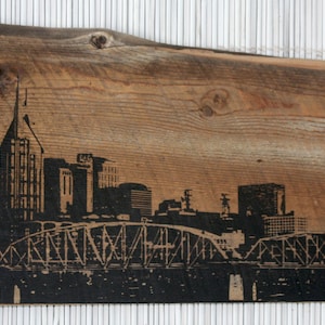 Nashville Skyline muur opknoping op geregenereerde schuur hout - 10 &quot;x 18&quot;