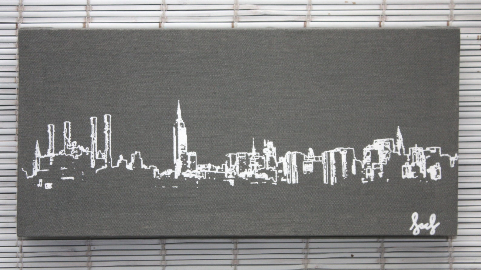 New York Skyline Stretched Linen Wall Hanging Etsy