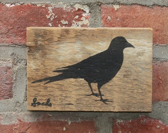 Crow Wall Hanging on Reclaimed Barn Wood (More Colors)