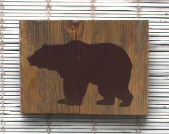 Bear Wall Hanging on Reclaimed Barn Wood