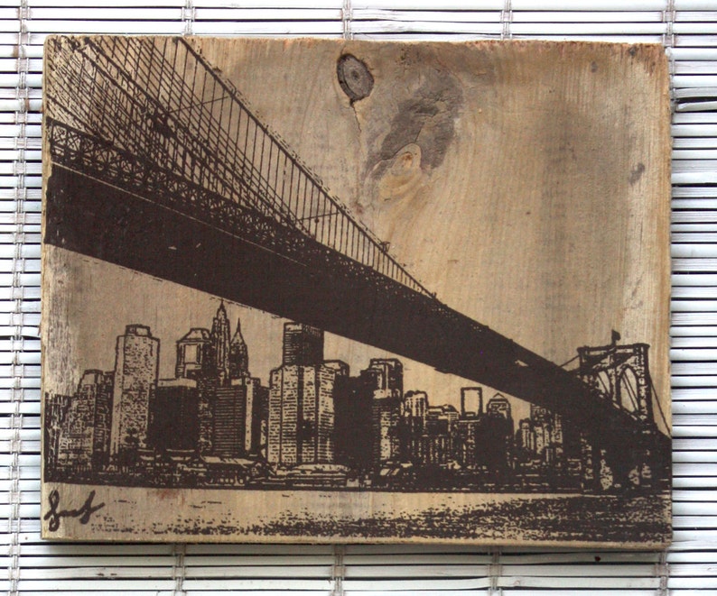 Brooklyn Bridge Wall Hanging on Reclaimed Barn Wood Etsy