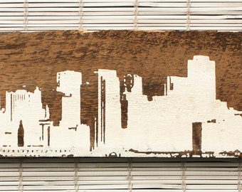 San Francisco Skyline Wall Hanging on Reclaimed Barn Wood - 7"x16"