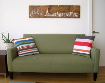 48" x 12" New York Skyline Wall Hanging on Reclaimed Barn Wood