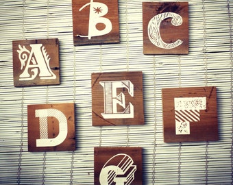 Reclaimed Barn Wood Alphabet Letter – Screen Printed Nursery Wall Hanging
