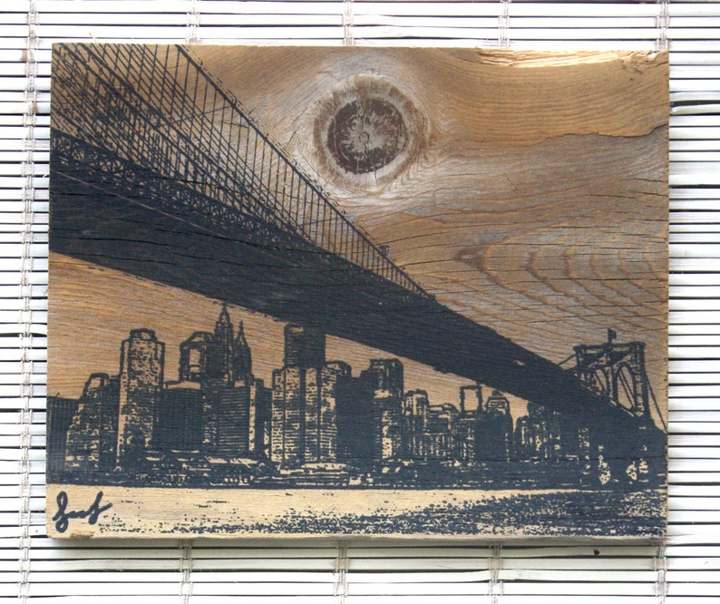 Brooklyn Bridge Wall Hanging on Reclaimed Barn Wood Etsy