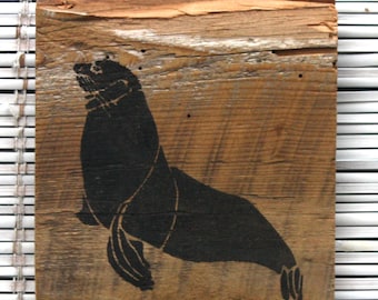 Seal Wall Hanging on Reclaimed Barn Wood