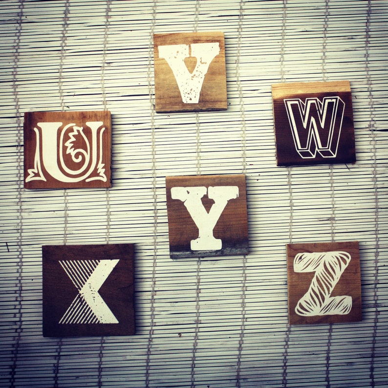 Alphabet Letters Wall Hanging on Reclaimed Barn Wood - Great for Baby ...