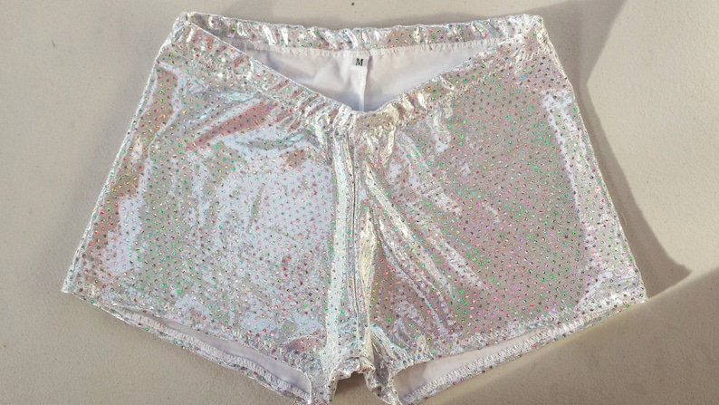 Short and Sweet style roller derby shorts in Sequin Mystique made to order