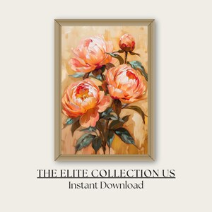 Orange Peony Flowers Bouquet Wall Art | Floral Print | Flower Wall Art | Floral Wall Decor | Flower Canvas Print | Blooming Flowers Art