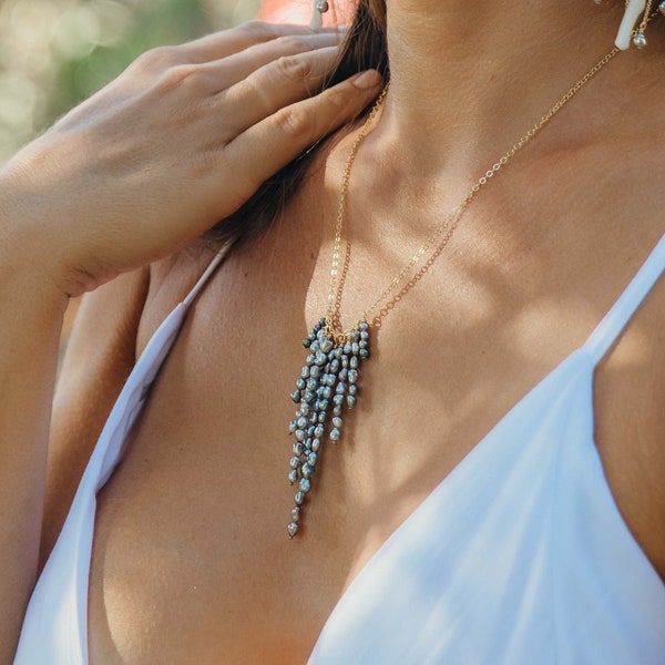 Tahitian Keshi Waterfall Necklace