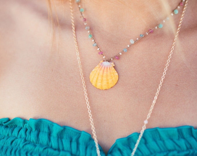 Braided Sunrise Shell Necklace Etsy