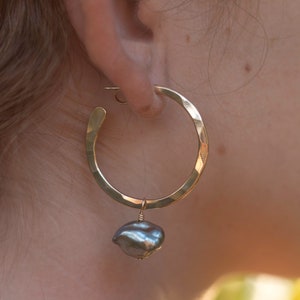 Pearl and Gemstone Dangles for Hoop Earrings image 1