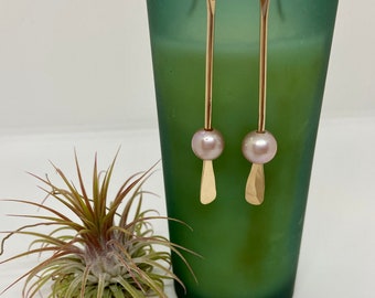 Long Pearl Paddle Earrings