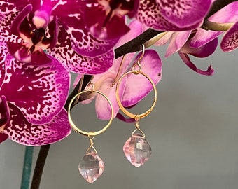 Valentine Collection ~ Rose Quartz Dangle Earrings