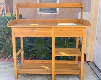 potting bench, potting table, potting benches outdoor work station table. perfect mother's day gift