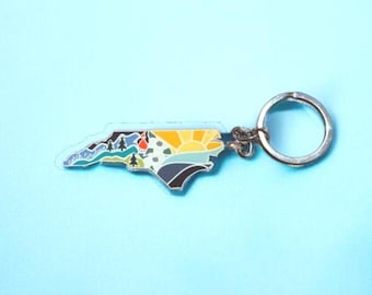 North Carolina state shape keychain for women, Wake Forest bag charms for purse, NC gifts key chain for car keys, Backpack accessories