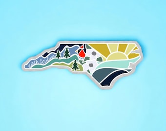 North Carolina stickers for laptops, NC stickers for travel mugs, waterproof stickers for water bottles, NC made gifts, North Carolina baby