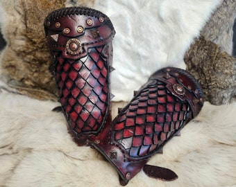 Dragon scale Leather Bracers, Womens