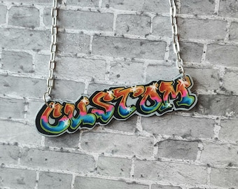 Graffiti Jewelry TAG'D Custom Personalized Nameplate Necklace Hip Hop Street Wear Urban Fashion by beebles