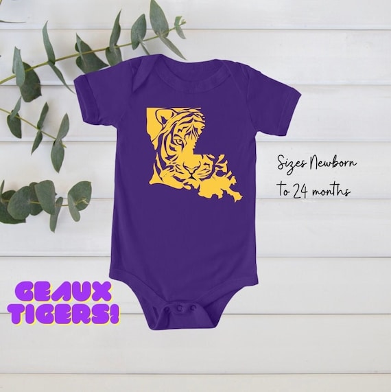 LSU Tigers Baby Onesie: Purple Gold Game Day Outfit