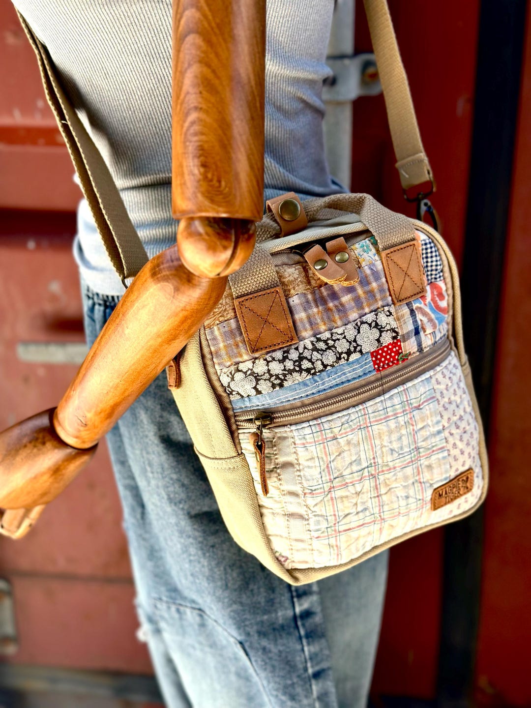 Vintage Floral 1950s Quilt - Vintage Seed Sack Mini Backpack Shoulder ...