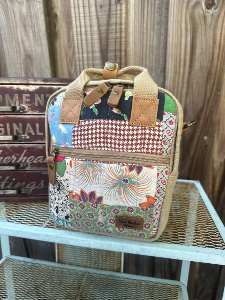 Selina Vaughan Studios Canvas Mini  Backpack Crossbody Rooster Print Tan Boho Selina Vaughan Mini Backpack - Gem main image 3