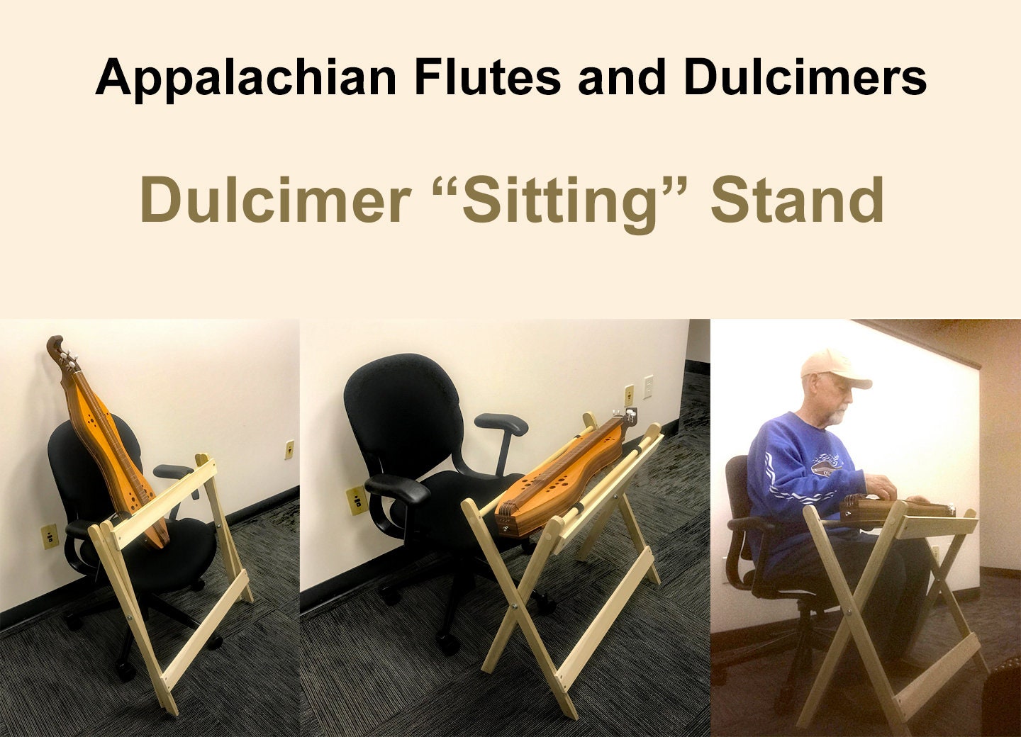 Adjustable Mountain Dulcimer Playing Stand with optional Etsy