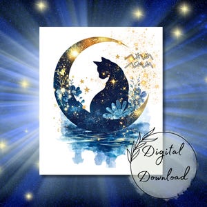 Aquarius Zodiac Cat Digital Art –Aquarius Sublimation Design for Mugs, T-Shirts + –Aquarius Astrology Printable PNG JPG PDF Personalized