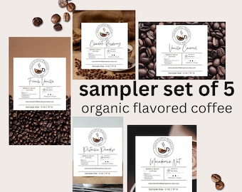 Sampler Set of 5 Handcrafted Organic Mauii Gourmet Flavored Coffee  2oz Handroasted Organic Assorted Coffee Single-Origin Coffee  Lovers