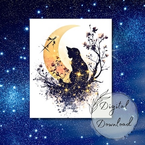 Sagittarius Zodiac Cat Digital Art – Sagittarius Sublimation Design for Mugs, T-Shirts & More –Sagittarius Astrology Printable PNG JPG PDF