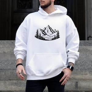 Mountain Adventure Hoodie: Hand-Drawn Alpine Graphic