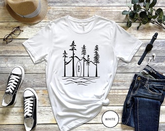PNW Surf & Forest T-Shirt: Coastal Mountain Graphic Tee