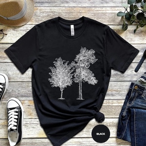 Old Growth Tree Shirt, Forest Silhouette Tee, Nature Lover Gift for Him or Her, Camping Hiking Adventure Shirt, Outdoorsy Woodland TShirt
