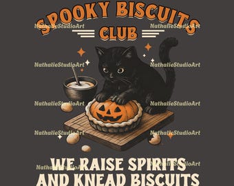 Spooky Biscuits Club Cat Svg, Halloween Cat Pumpkin Digitale Png, Funny Cat Shirt Heks Kat Halloween Digitale Svg downloaden, Spooky Cat Svg