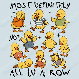 Most Definitely Not All in a Row Duck Graphic PNG, Funny Mental Health Design for Wholesome Chaos & Animal Humor Fans