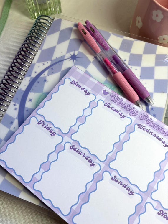 Weekly Planner Notepad 52 pages 90gsm paper handmade