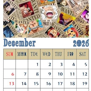 One Piece 2026 Wall Calendar - Etsy
