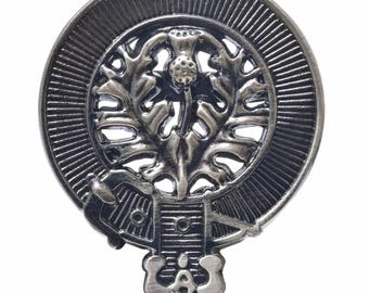 Scottish Glengarry Cap Badge - Handcrafted Pewter Highland Military Badge Antique Silver ,Kilt Pin Brooch - Traditional Scottish Attire