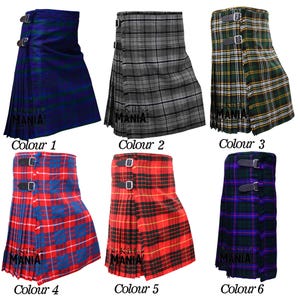 Kilt escocés de tartán para hombre - Kilts de lana acrílica premium Highland 8 yardas 16 oz - Destellos de kilt a juego - Falda de tartán - Más de 60 tartanes