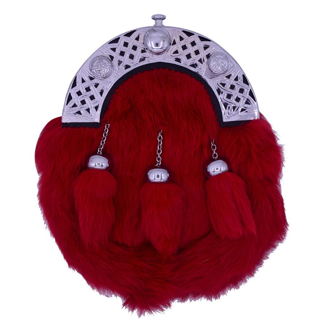 Sporran Scozzese Uomo Sporran Formale In Pelle Di Foca Con Stemma Cardo - Mezzo Abito Per Kilt, Colore Bianco Avorio Borsecchino Kilt Formale Bianco