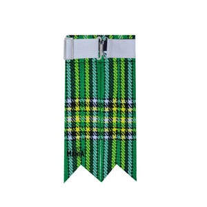 May include: Green, yellow, and black plaid kilt hose with a white elastic band and a black "Kilt Mania" label.