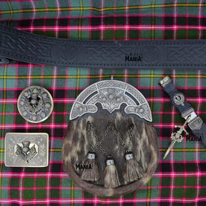 Kilt Sporran Set - Kilt Brosche - Kilt Brosche aus echtem Highland Leder mit keltischem Finish - Kilt Brosche