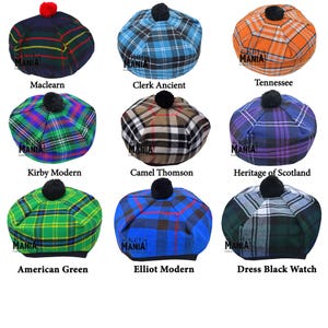 Cappello Scozzese Tam O' Shatner - Lana Acrilica, Pom Pom, Taglia Unica, Tartan Vari - Foto 9