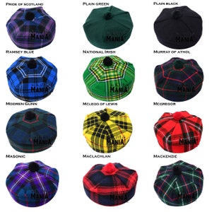 Scottish Tam O&#39; Shatner Hat - Men & Women Highland Tam O&#39; Shatner Cap - 1 Size Fits All -Wool Tammy Hat with Pom Pom Comes in 48 Colours